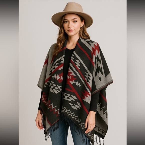 Accessories - Reversible Shawl/Native Themed/Aspen|Cabin|Ranch|Country|Western|Dutton Ranch|